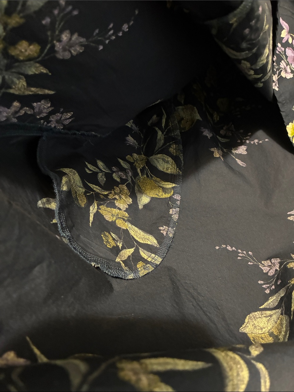 Time and Tru Navy Lemon Floral Puff-Sleeve Dress - Picture 6 of 6